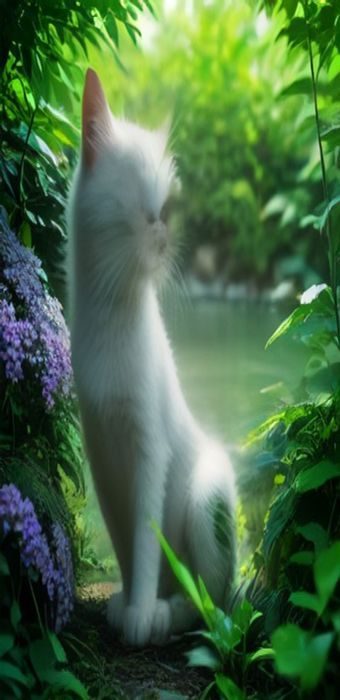 电视猫 App主界面演示，淡蓝背景上显示推荐内容卡片，播放按钮清晰可见，是一部手机竖屏截图